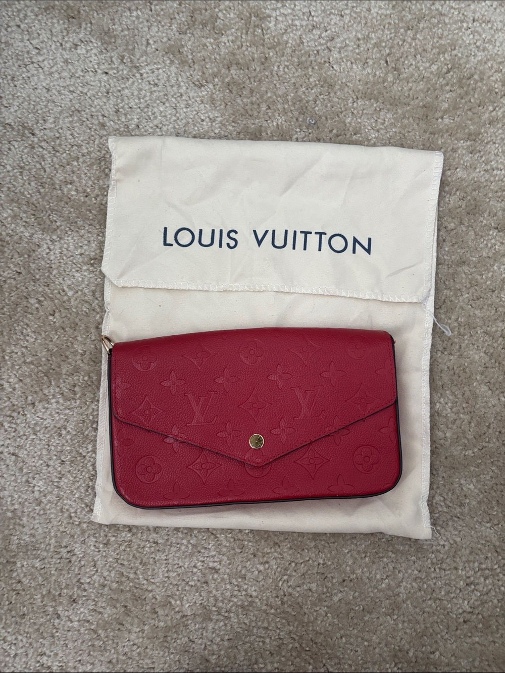 AAA LV Red Embossed Monogram Envelope Wallet